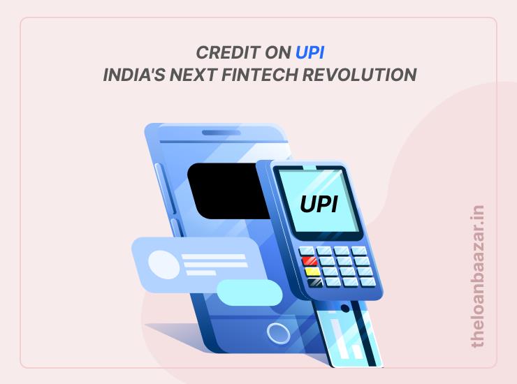 A person using a mobile phone UPI app with a credit option highlighted, symbolizing digital lending growth in India